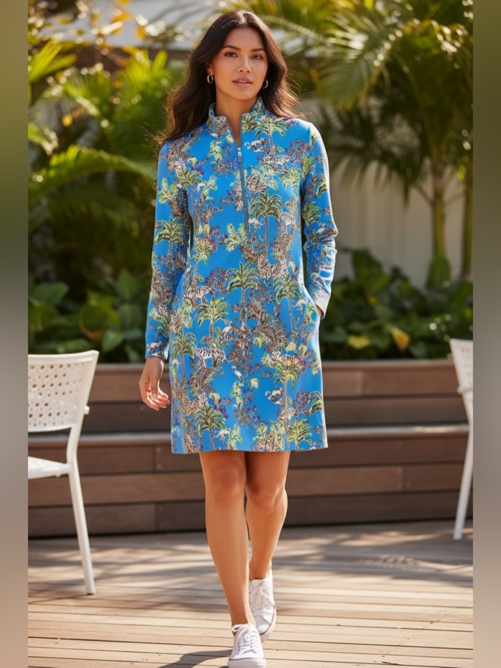 Lilly Pulitzer UPF 50+ Skipper Ruffle Dress in the Tiger Queen Print